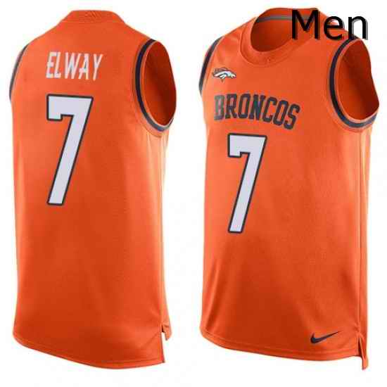 Men Nike Denver Broncos 7 John Elway Limited Orange Player Name Number Tank Top NFL Jersey